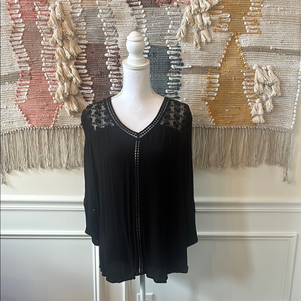 JohnPaulRichard Black with Lace Accents Blouse